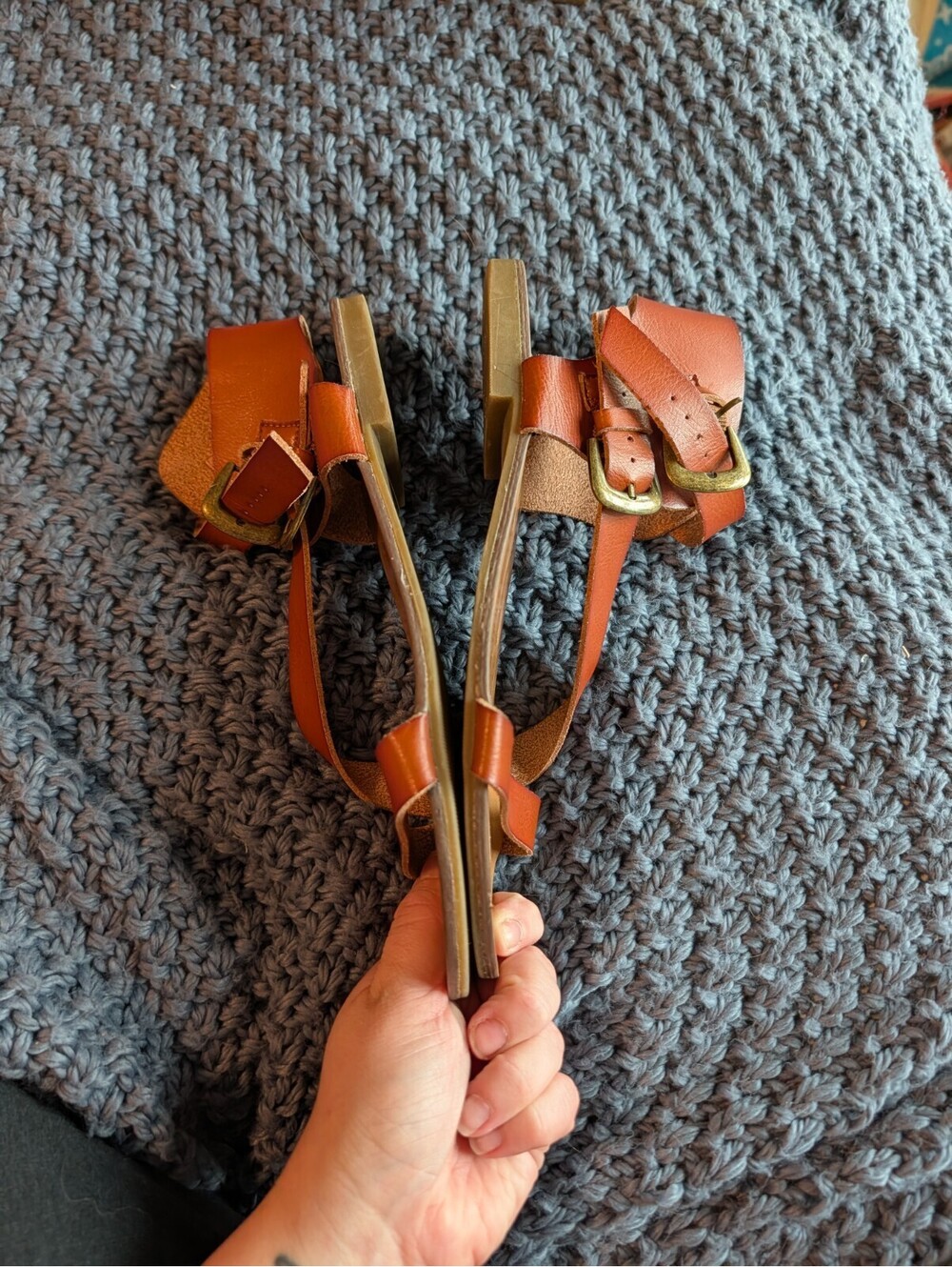 Brown Strappy Womens Flat Sandals Size 8 - Picture 4 of 4